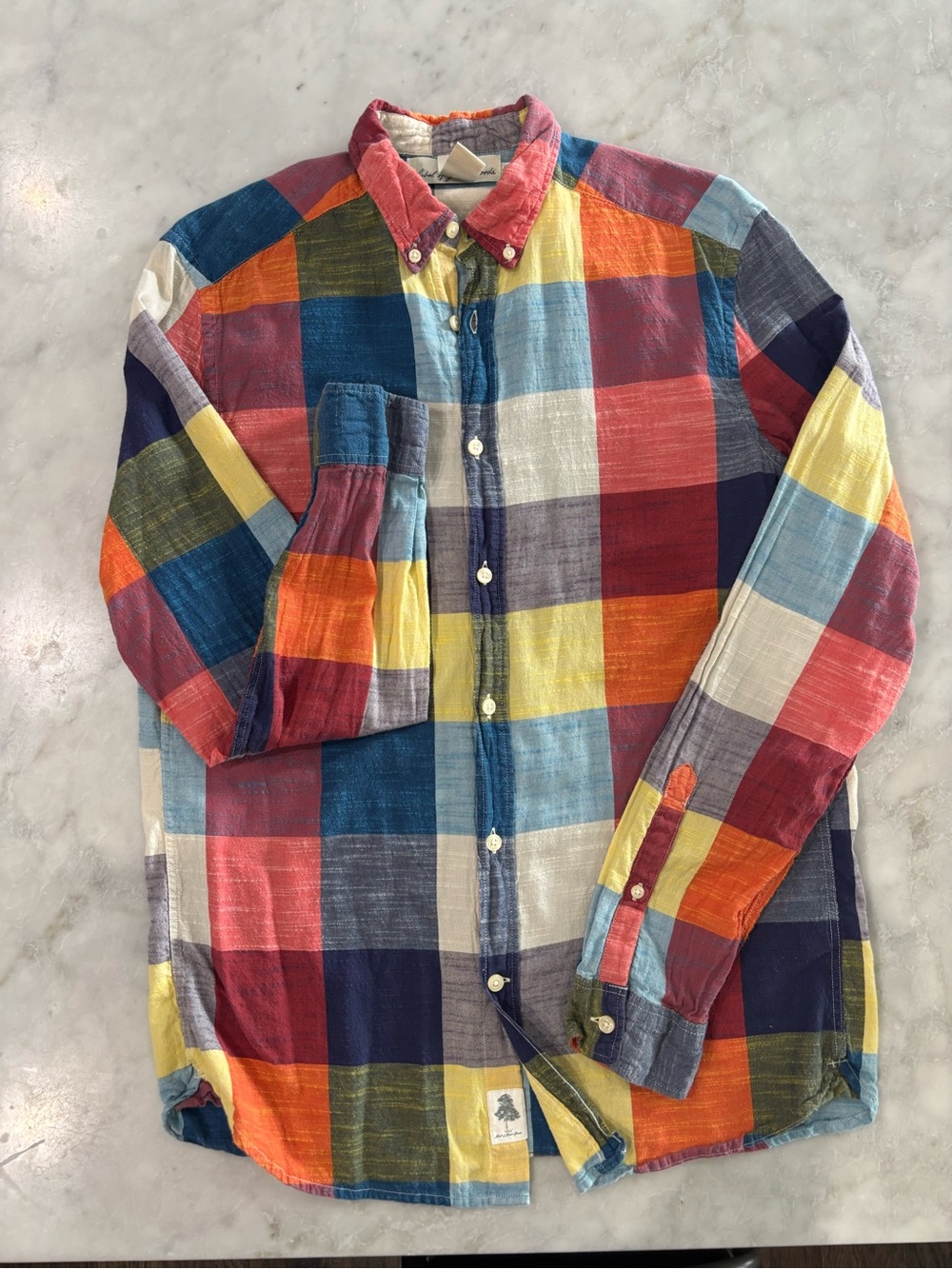 HM LOGG Women Cotton Flannel Plaid Button Down Shirt Multicolor L